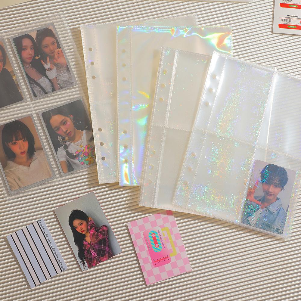 10pcs Laser Star 3/5inch Po Album Inner Sleeves Kawaii A5 Binder Refill Pockets Sleeves Toploader Pocards Notebook Diary