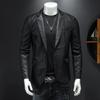 New Trendy Slim-Fit Leather Coat Suit Men's Leather Coat Casual Small Suit Men's Korean Style Fashionable Jacket