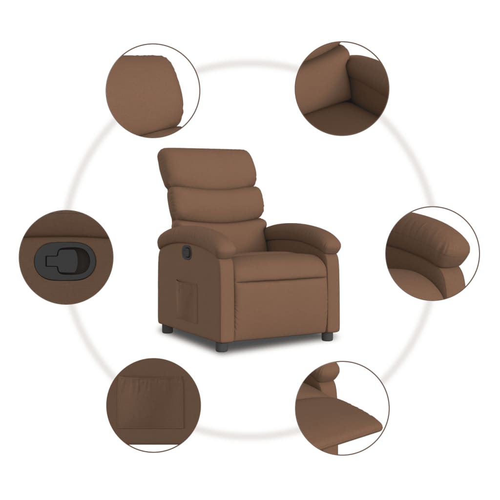 Relaxation Armchair in Brown Fabric