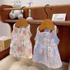 Pet Clothes Dogs Cats Spring Cute Cartoon Cotton Home Parent-child Clothing Teddy Bear Flower Dress Dog Cooling Vest