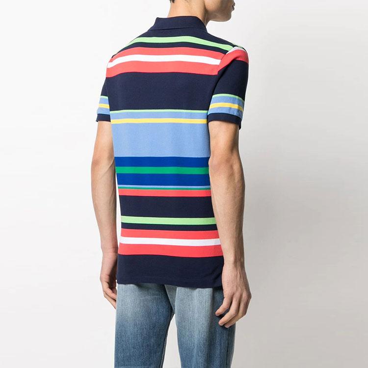 Мужская поло-рубашка с коротким рукавом в полоску с вышитым логотипом Polo Ralph Lauren, разноцветная, 710834875-001