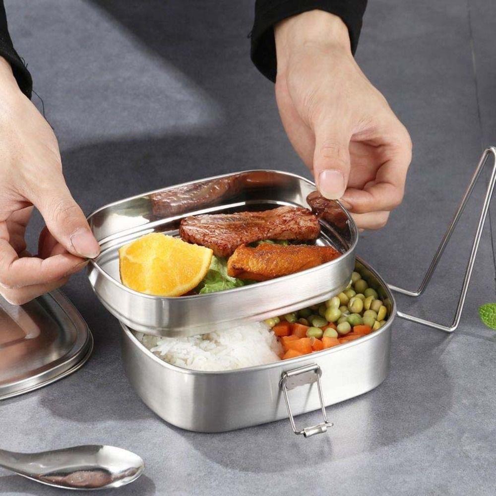 1/2 Layer Stainless Steel Lunch Box Rectangular Food Storage Box Food Container  Outdoor