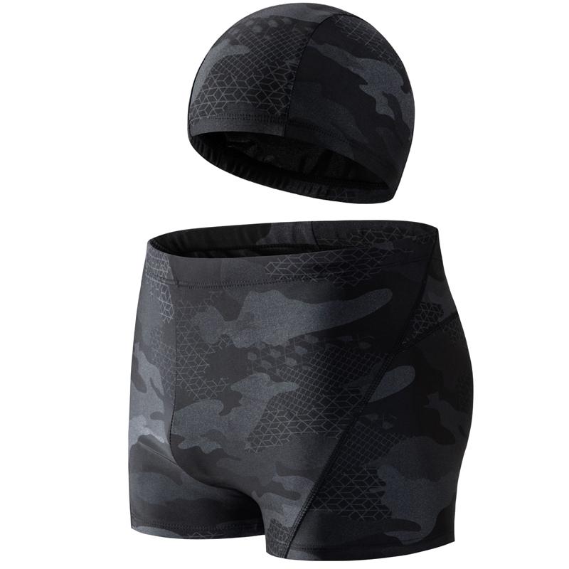 (L-5XL)Мужские купальники для взрослых, быстросохнущие плавки, камуфляжные дышащие шорты для серфинга, тренировочные шорты для водного спорта с кепкой/шляпой