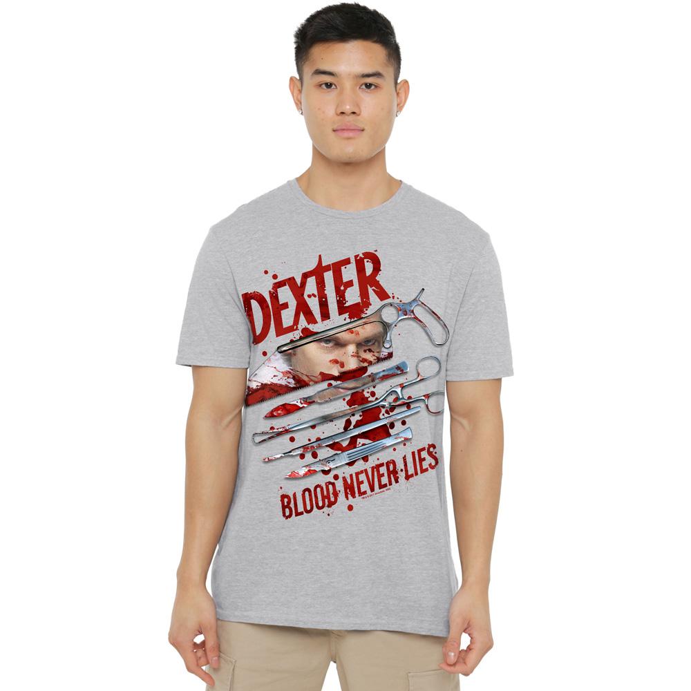 Dexter Mens Blood Never Lies T-Shirt
