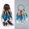 1Pc Bohemian Vintage Blue Feather Tassel Headbands Adjustable Hair Accessories for Women Vacation Jewelry Gypsy Indian Headdress