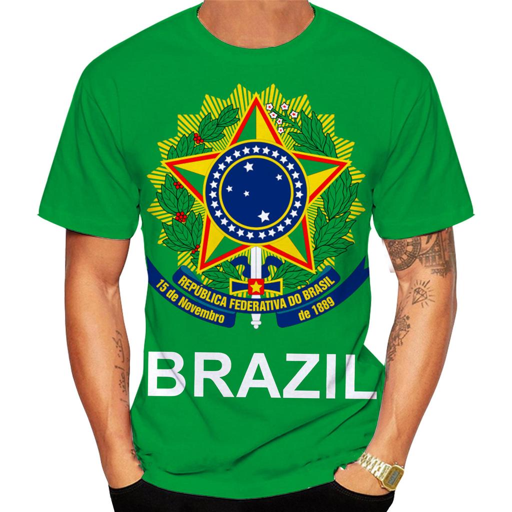 Мужская футболка Centenary of Brasil, летний пуловер с круглым вырезом, короткий рукав, модная крутая одежда, мужская одежда больших размеров с флагом Бразилии