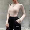Slim Ladies Sexy Bodysuit Solid Fashion Skinny Bodycon Women Bodysuit Long Sleeveles O-Neck Casual Black Beige Female Bodysuit