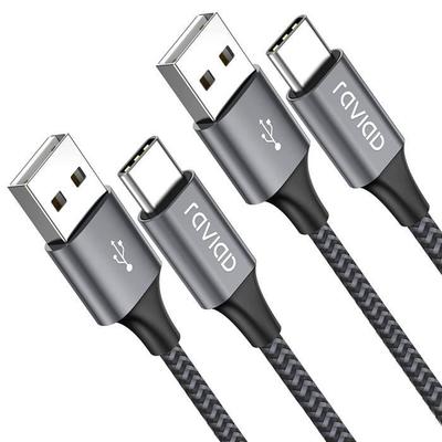 Кабель USB C [2 м, Комплект из 2 шт.], Кабель USB C для быстрой зарядки, Плетеный нейлоновый кабель Type C 3A, Зарядное устройство для Samsung Galaxy S21 S20 S10 S9 [373]