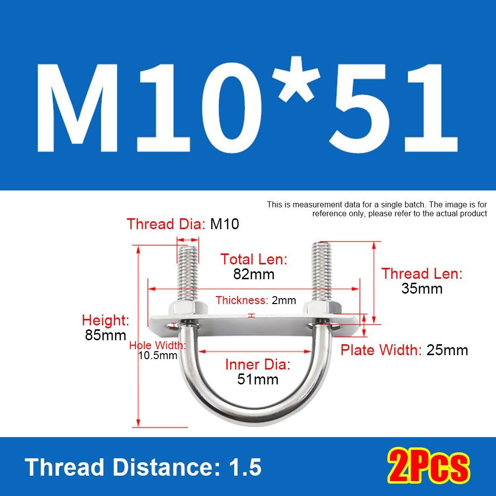 1Set Screws Pipe U-clamp With Baffle Round Bolt New M10 Round Tube Clamp for Round Tube