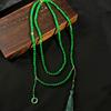 Elegant Ethnic Green Beaded Tassel Necklace - Vintage Long Sweater Chain for Women