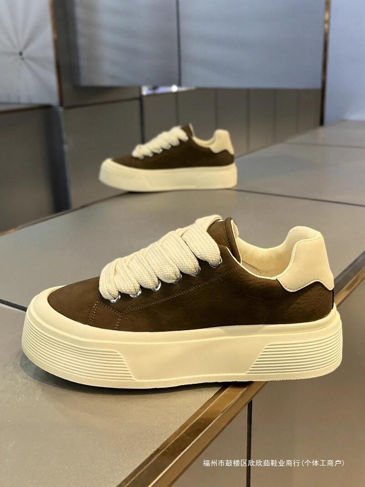 Internet Celebrity Popular Men's Shoes Autumn New Trendy Brand High Sense Ruffian Handsome Casual Thick Baseplate Shoes Breathable Flat Shoes