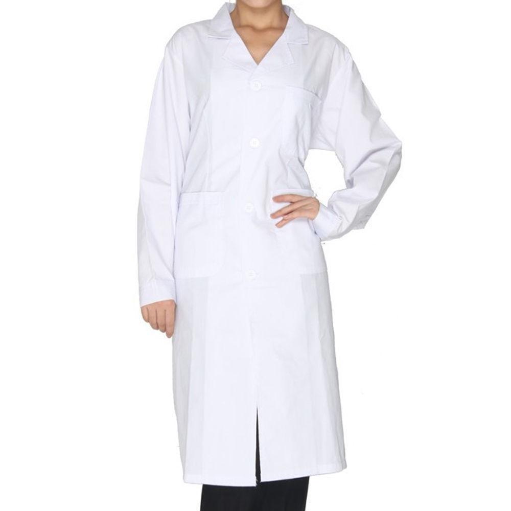 Удобная повседневная униформа врача медсестры с длинным рукавом, белый рабочий халат