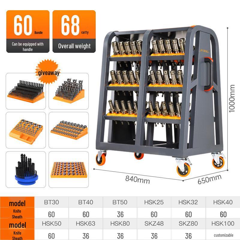 CNC Tool Management Rack with BT40/BT50 Spindle and HSK Tool Holders