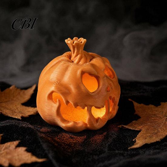 Halloween Skull Pumpkin 3D Printed Candle Holder, Hollow Design Sturdy Decoration Figurine, Multifunctional Ambient Lampshade for Party Favors Festive