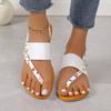 The New Summer Plus-size Women's Shoes Are Casual and Comfortable, Versatile and Have A Strip Toe Clip Light Cool Flat Slippers