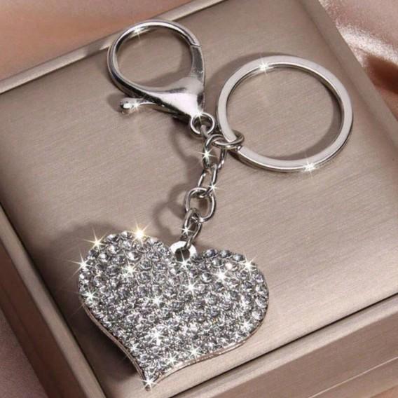 Chic European & American Rhinestone Heart Keychain Pendant