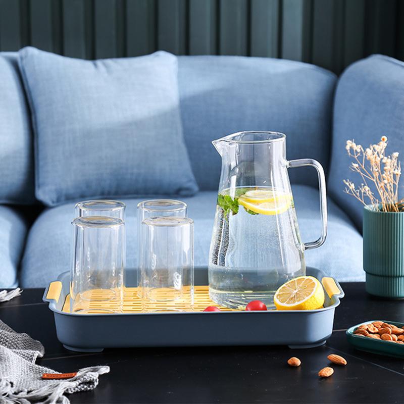 Nordic Double Layer Food Storage Tray Rectangular Draining Pan Food Grade PP Kitchen Tableware Drain Tray Tea Tray