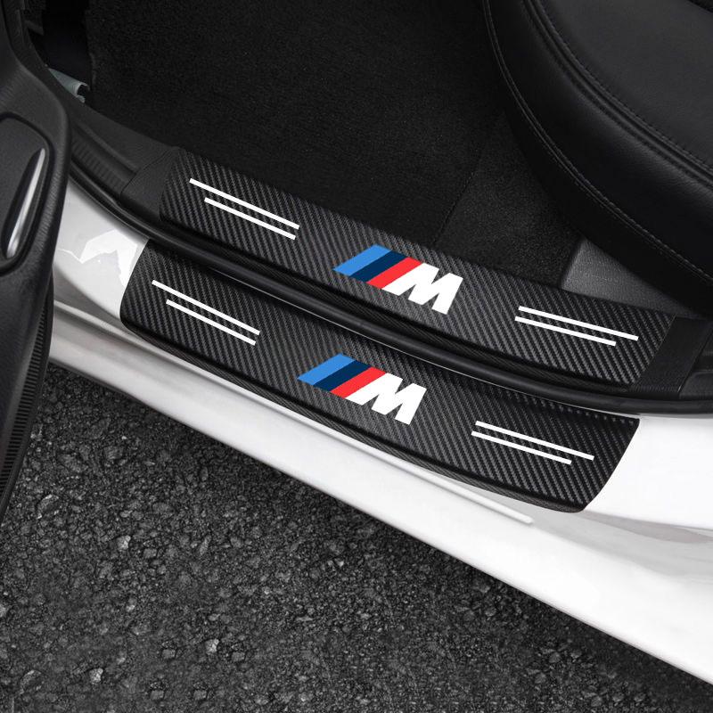 HBSW4 Car Carbon Fiber Door Sill Protector Sticker For BMW M Power X1 e84 X3 f25 X5 e53 x6 e71 ix3 i3 320i 330d M4 1 3 5 Series