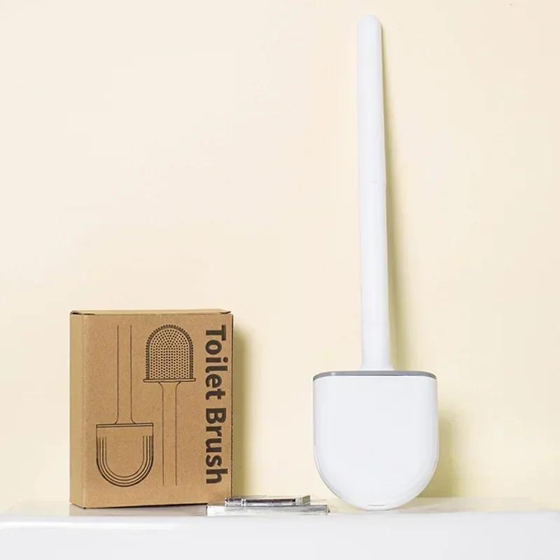 Подвесное силиконовое чистящее средство для унитаза с длинной ручкой Гибкое чистящее средство Щетка для ванной комнаты Быстросохнущий держатель Аксессуары для ванной комнаты