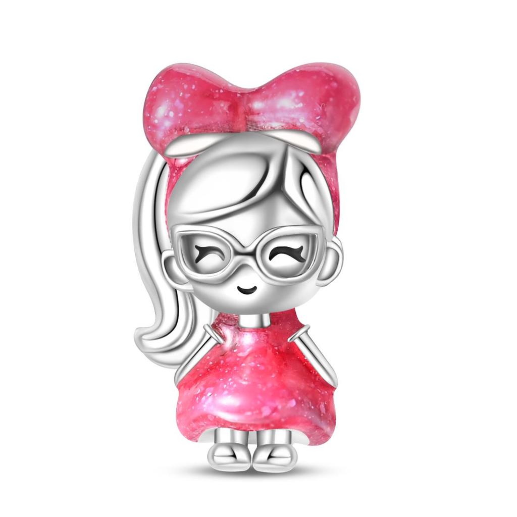 Новый продукт Медный цвет Розовая принцесса-хвостик Девушка Подвеска Подходит для браслета Пан Шарм Сделай сам Для женщин Ювелирные изделия Модный подарок