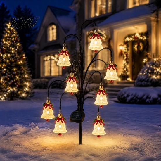 Solar Tree Stake Lights Christmas Lights, Outdoor Waterproof LED Pathway Winter Garden Accents Lamps for Yard Lawn Patio, Holiday Landscape Decoration