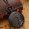 Vintage Men's Black Horse Pocket Watches Fashion Quartz Pocket Watch Retro Necklace Pendant Clock Gift Pocket Watch Chain Necklace