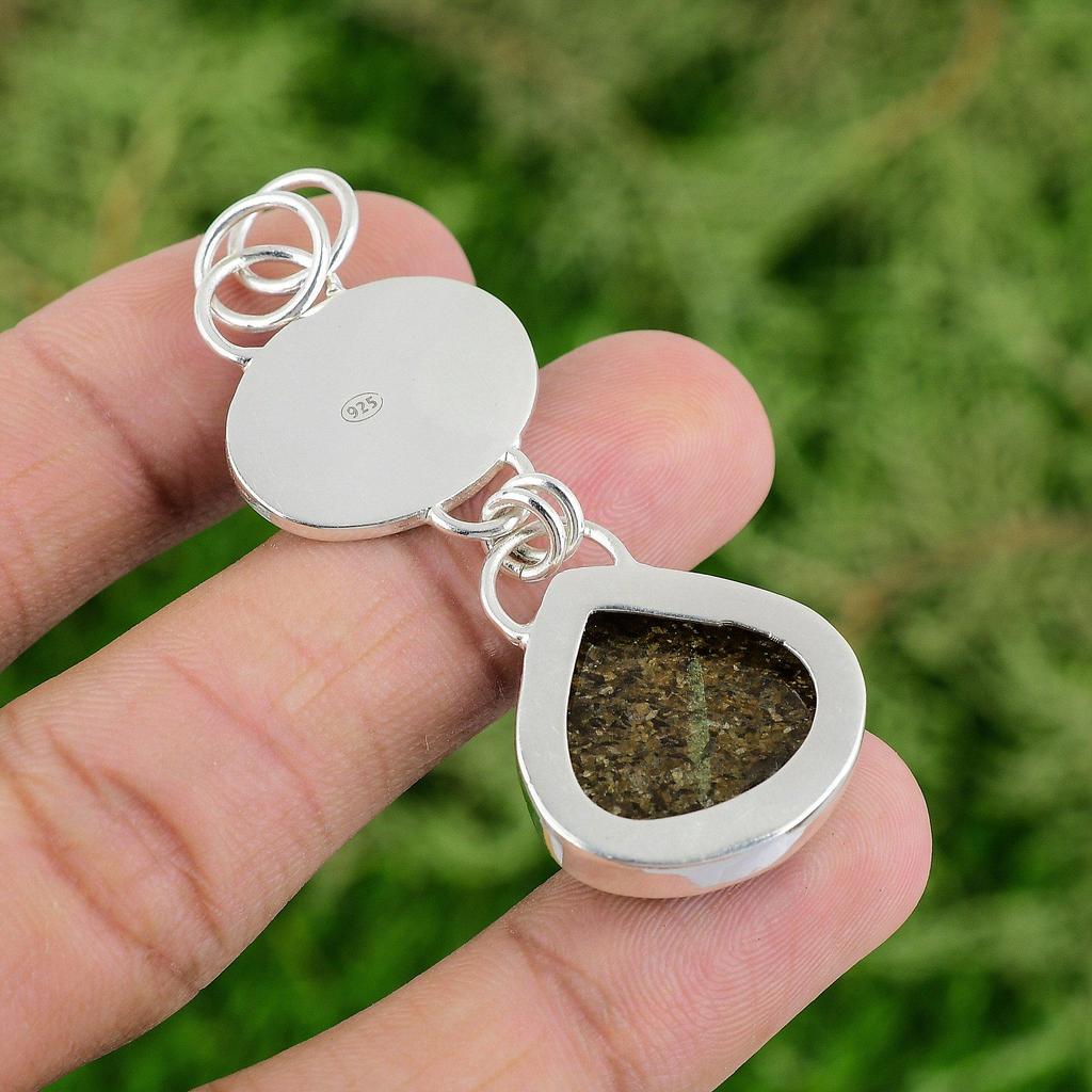 Daughters Day Deal Bronzite Gemstone 925 Sterling Silver Handmade Bezel Pendant