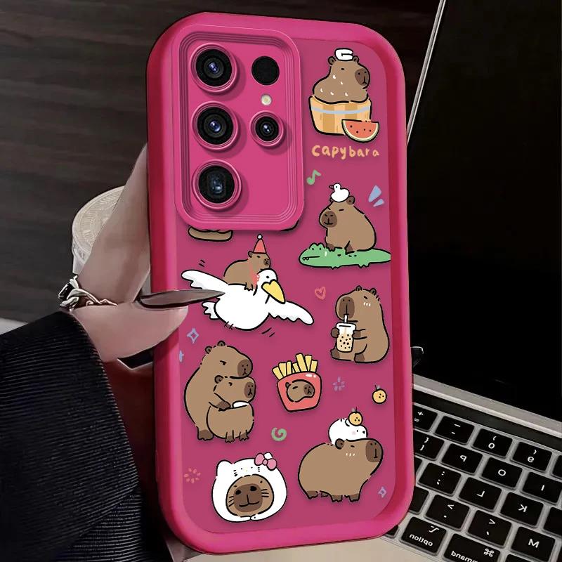 Милая Капибара Вечеринка Для Чехла Samsung Galaxy S24 S23 S22 S21 Ultra Fe A55 A54 A53 A52 A35 A25 A15 A14 5G Телефон Y2k Обложка