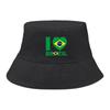 Flag of Brazil Print Bucket Hat , Patriotic Fisherman Cap Solid Color Unisex Candy Color Beach Hat