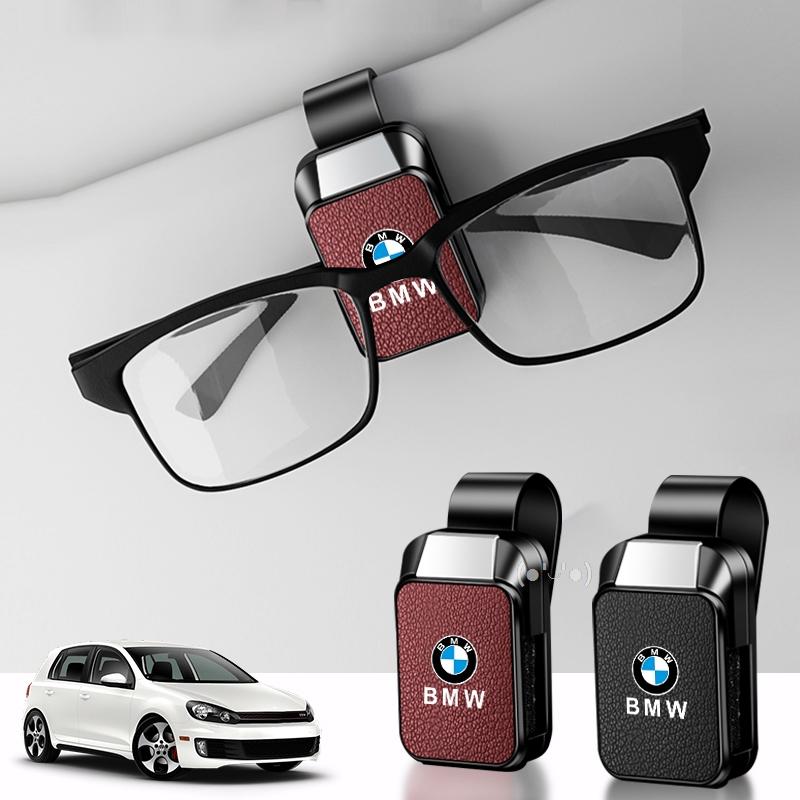 FNBA6 Glasses Holder Card Ticket Storage Clips Car Sunglasses Clip Sun Visor For Bmw M E46 F30 E39 E36 E87 G30 Performance Car Sticker