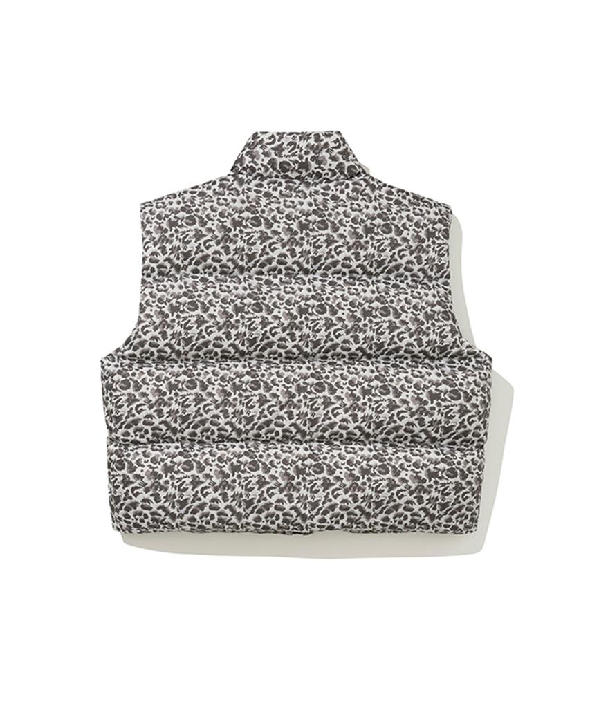 Erer Leopard Print Down Vest Gray