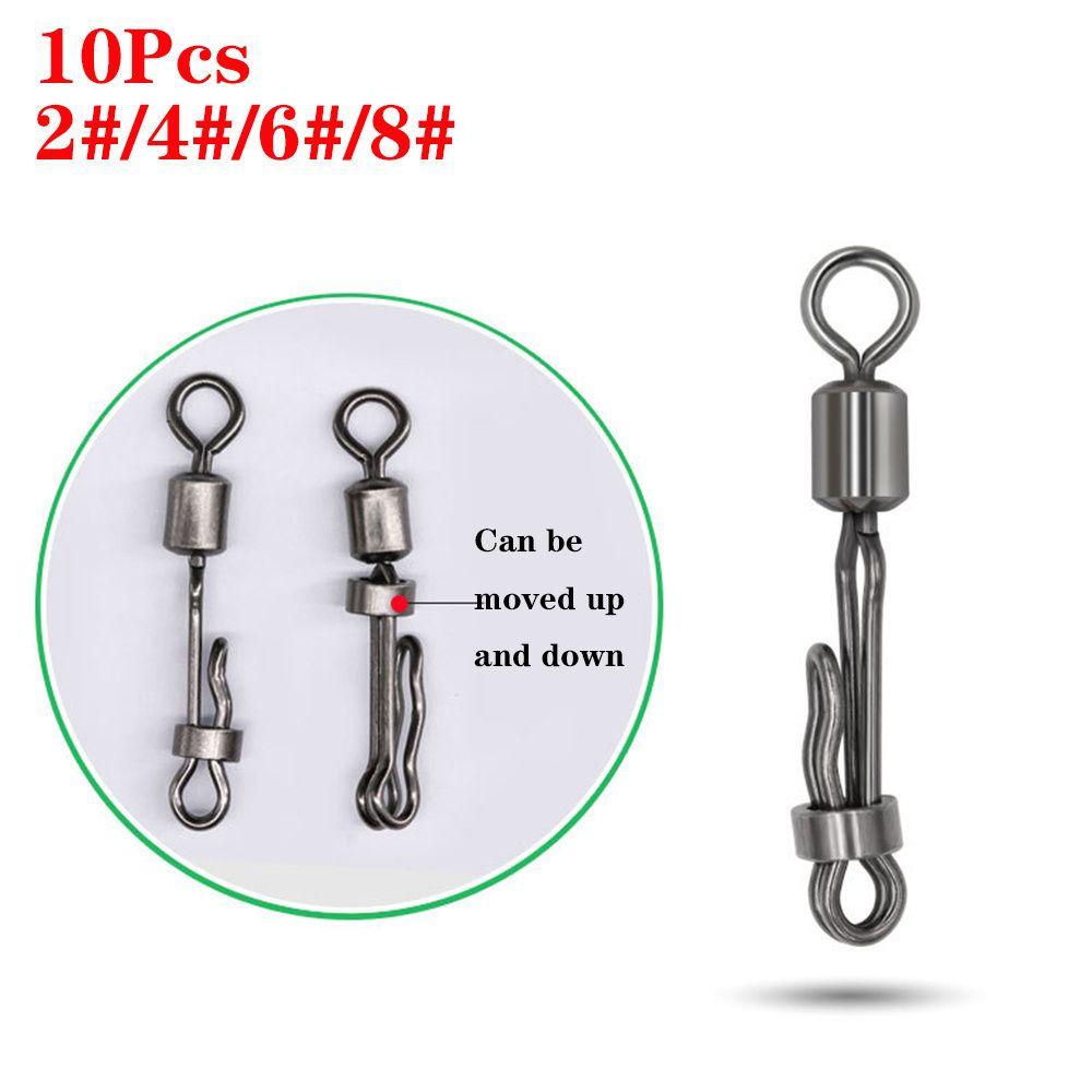 10Pcs/Pack Durable 8-Shaped Terminal Swivels Snap Fishing Connector Rolling Swive Solid Ring