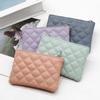 Women Small Coin Purse PU Leather Zipper Wallets Pouch Plaid Print Change Purses Business Card Holder Ladies Mini Coin Bag