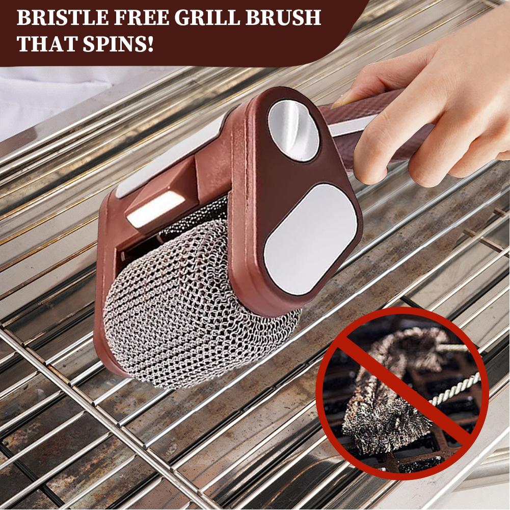 Электрическая щетка для чистки гриля, перезаряжаемая щетка для чистки гриля со светодиодной подсветкой для решеток для барбекю на открытом воздухе, портативный роликовый очиститель