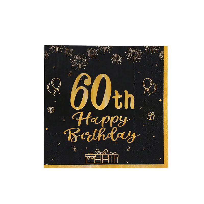 20 шт. Салфетки на 30-й, 40-й, 50-й, 60-й День Рождения Черно-Золотые Салфетки на Годовщину 'За 50 Лет!' Одноразовые Party Napkins
