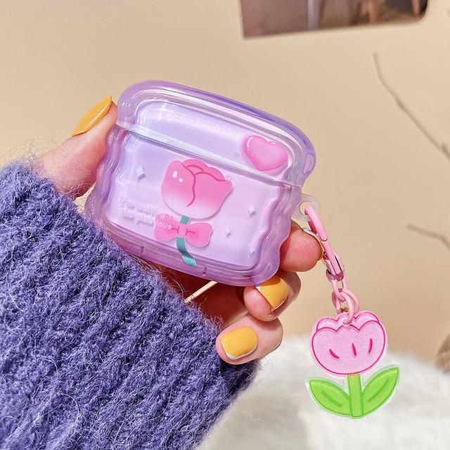 Чехол для наушников INS Heart Windmil для AirPods AirPod 2 3, чехол с милым медведем и разноцветными бусинами, подвеска, мягкий силиконовый чехол для AirPods Pro