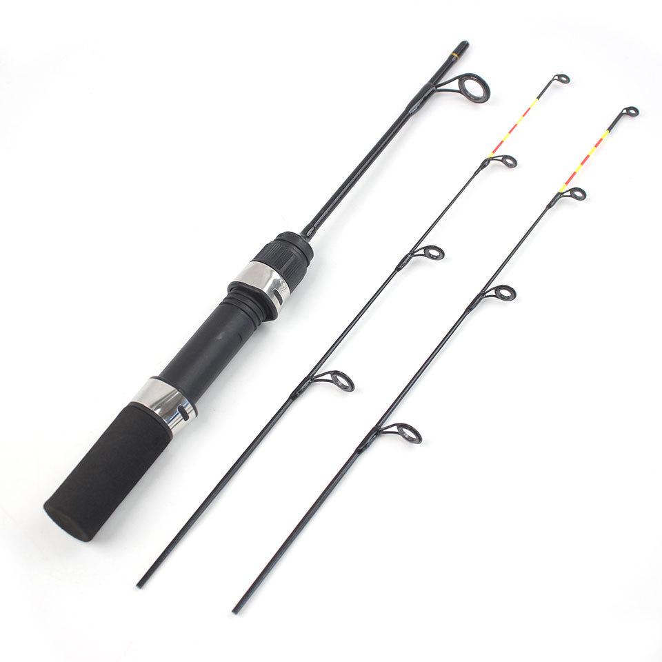 Удочка для зимней рыбалки из карбона 57 см, 2 вершинки, супермягкая и легкая, портативная зимняя удочка для рыбалки в Европе и Америке