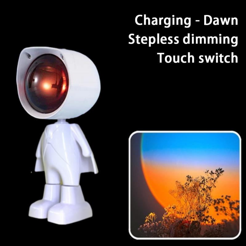 Астронавт Робот Лампа-проектор Закат Свет Вращающийся на 360 градусов Регулируемая яркость Красочный мини