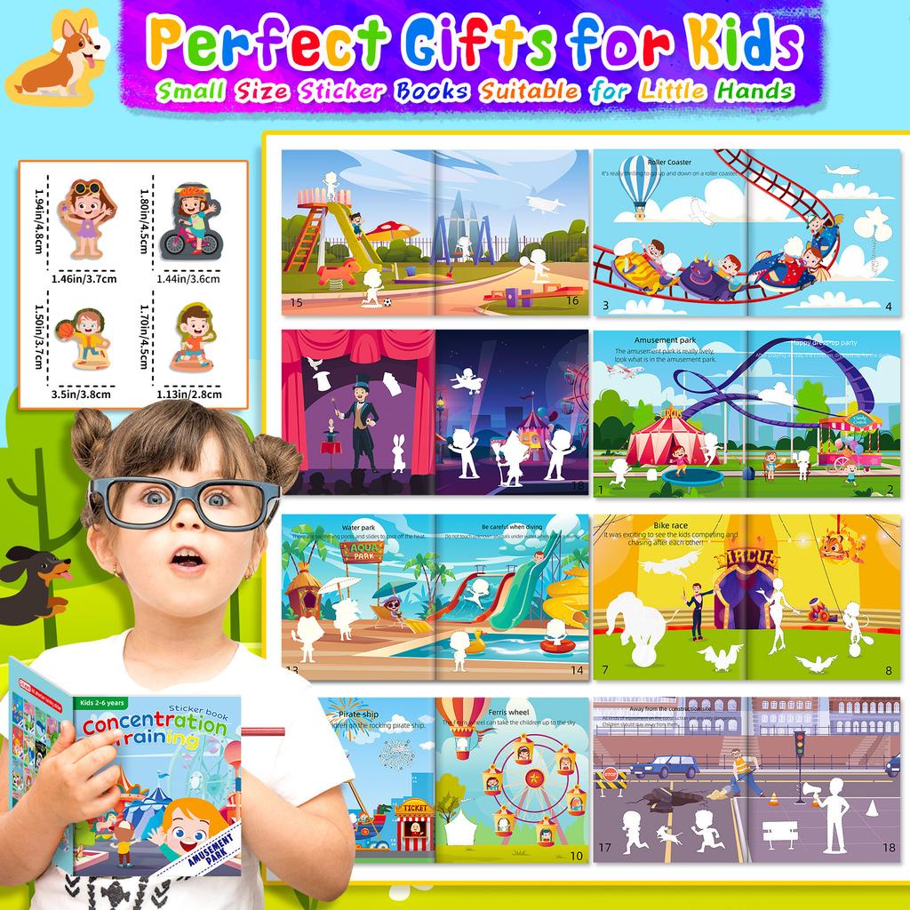 Happy Amusement Park Theme Sticker Book Children's Enlightenment Baby Early Education Sticker Toys Quiet Book