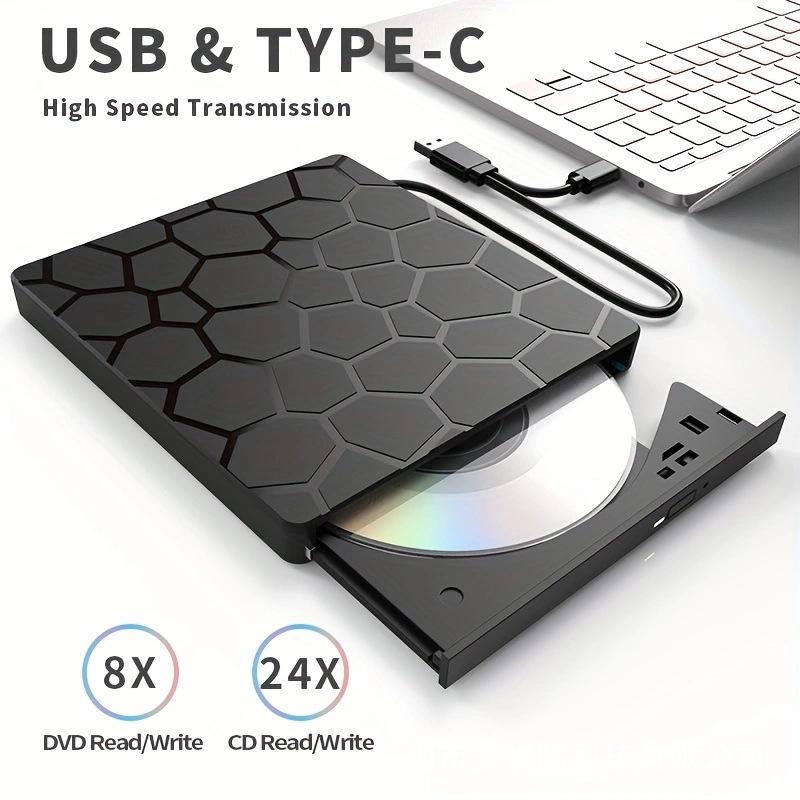 7-in-1 USB3.0 External Optical Drive & DVD Burner with Card Reader and Flash Drive Support