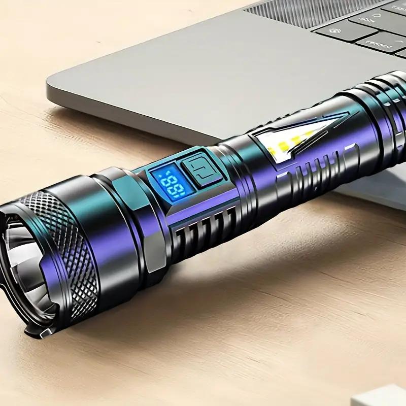 Мощный светодиодный фонарик USB перезаряжаемый фонарь с дисплеем масштабируемый свет с аккумулятором походный кемпинговый фонарь аварийная лампа