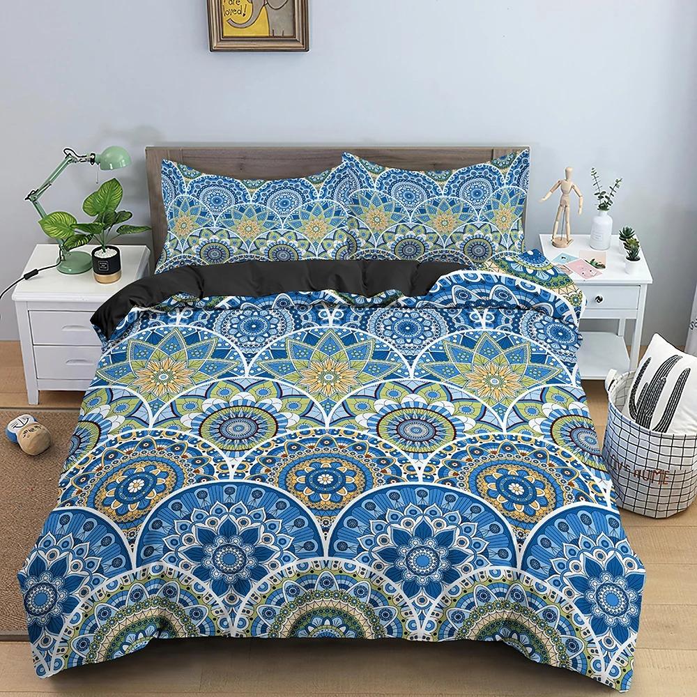 Комплект постельного белья Mandala, комплект постельного белья в стиле бохо, мягкий пододеяльник с 12 наволочками, пододеяльник для спальни, размеры King Queen
