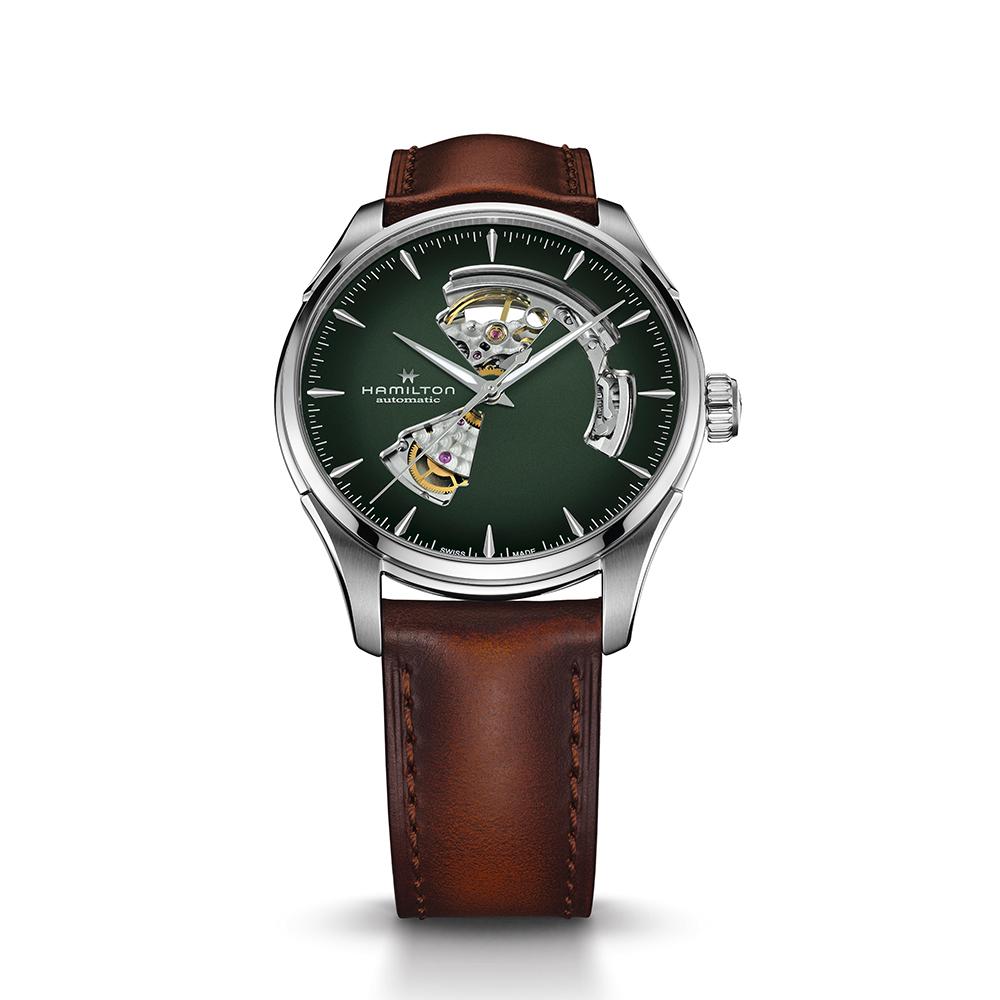 [Hamilton] H32675560 Jazzmaster Open Heart Auto 40mm Green Dial Brown Leather Men's Watch