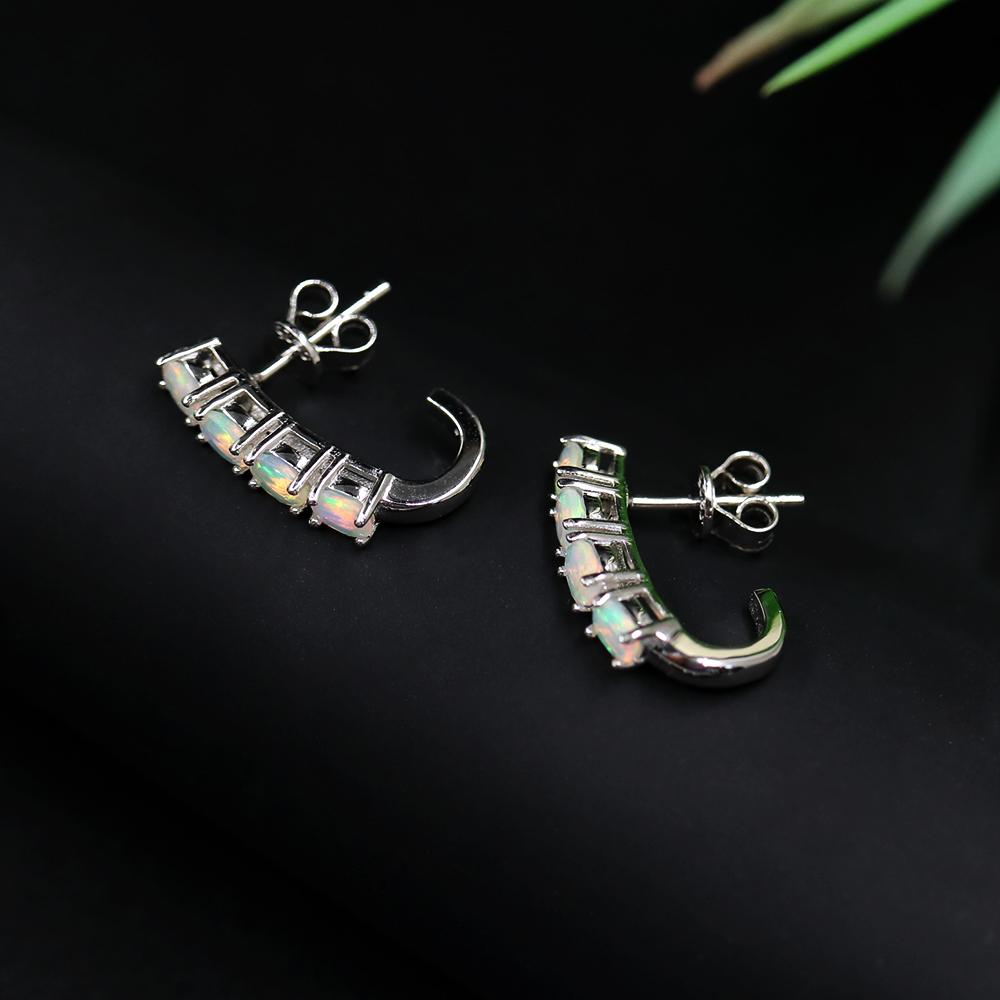 Серьги-гвоздики из стерлингового серебра 925 пробы, натуральный опал, драгоценный камень, 8 шт., опал огранки, 3*4 мм, изысканные украшения для женщин, подарок жене