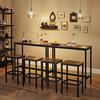 Dining Table Set, Bar Table And Stools, Breakfast Bar Table With Bar Stools Set Of 2 Pieces, Industrial Steel