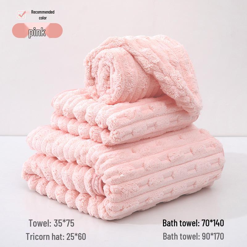 New Bamboo Fiber Extra-Large Thick Coral Fleece Bath Towel - Soft Couple's Style
