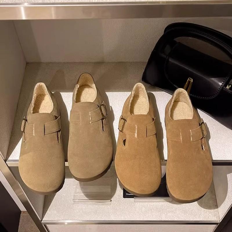 Женские бархатные туфли осень-зима новые всеохватывающие туфли-бини на одной педали на мягкой подошве, хлопковые туфли из овечьей шерсти