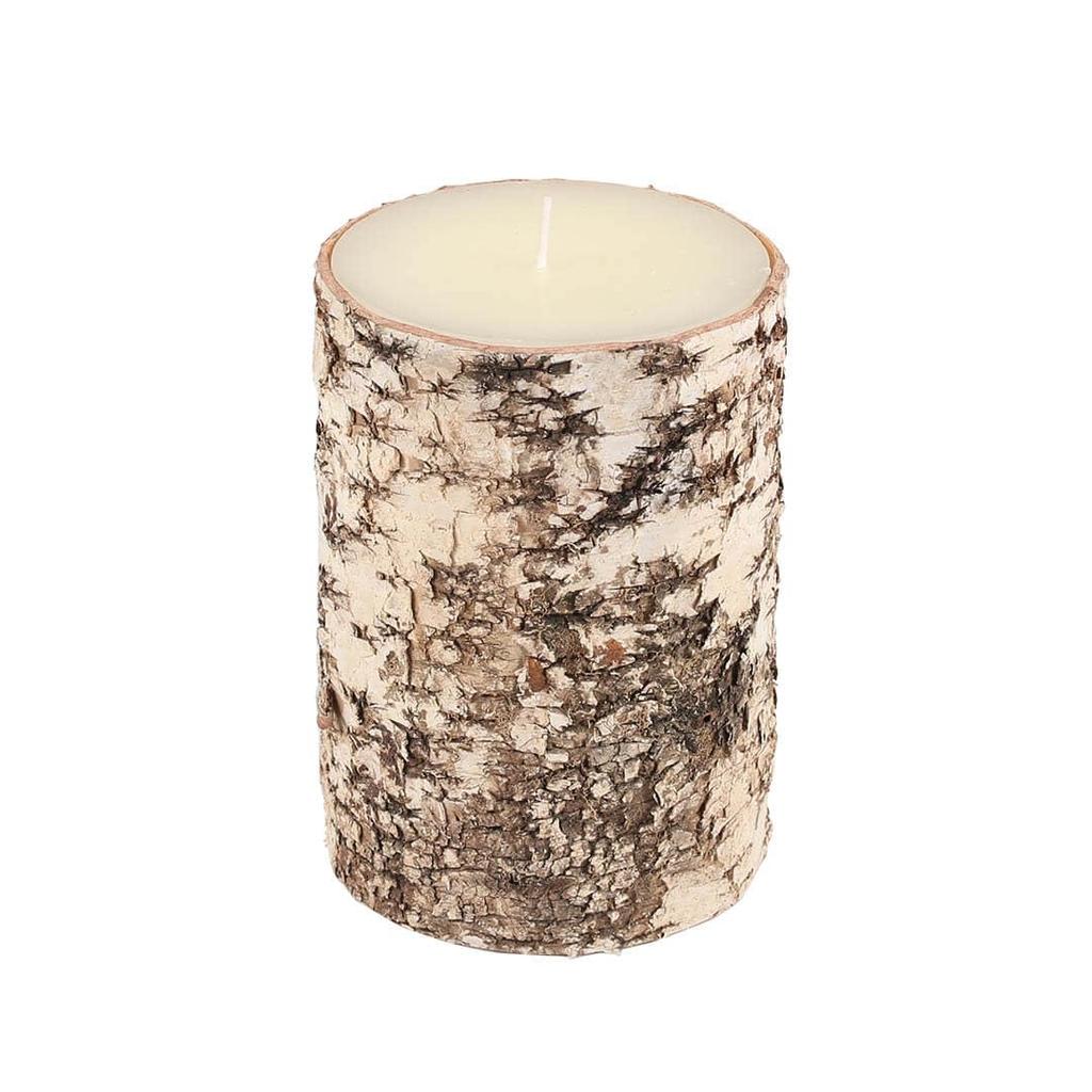 Dulton Birchwood Log Candle Medium Creates a Natural Warmth Candle Made of White Birch Height 15cm Diameter 10.5cm XR23-0579M