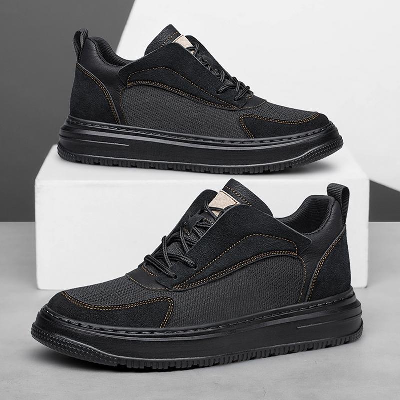 Повседневная обувь из натуральной кожи для мужчин, удобные кроссовки для ходьбы, легкие вулканизированные туфли с толстой подошвой, мужская обувь для скейтбординга