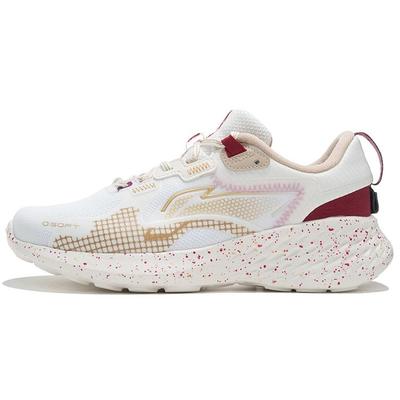 Li Ning Soft Element амортизирующие нескользящие износостойкие низкие спортивные повседневные туфли женские кроссовки белые платиново-красные AGLS012-4